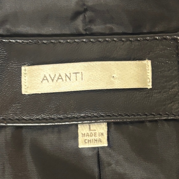 Avanti Black Genuine Leather Jacket Fitted Silver Zip Size L Large EUC Women 90s - Picture 2 of 9